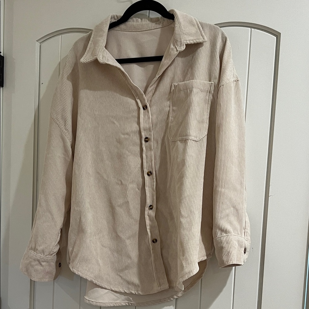 Amazon Women's Cream Button Down Shirt